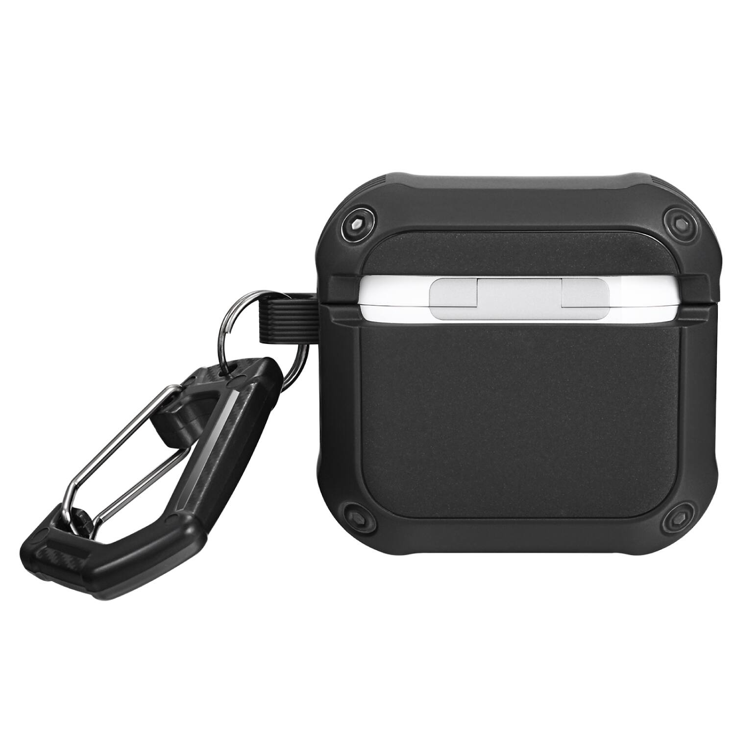 Back. Vena - For Apple Airpods 4 Case Cover, Airpods Case 4 Carbon Fiber Pattern Case 4th Generation Auto Open Lock, Black - Black.