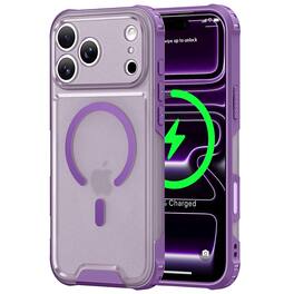 Dteck - Rugged Magnetic Case For iPhone 18 Pro Max Shockproof Translucent Matte Cover Compatible With Magsafe Accessories - Purple