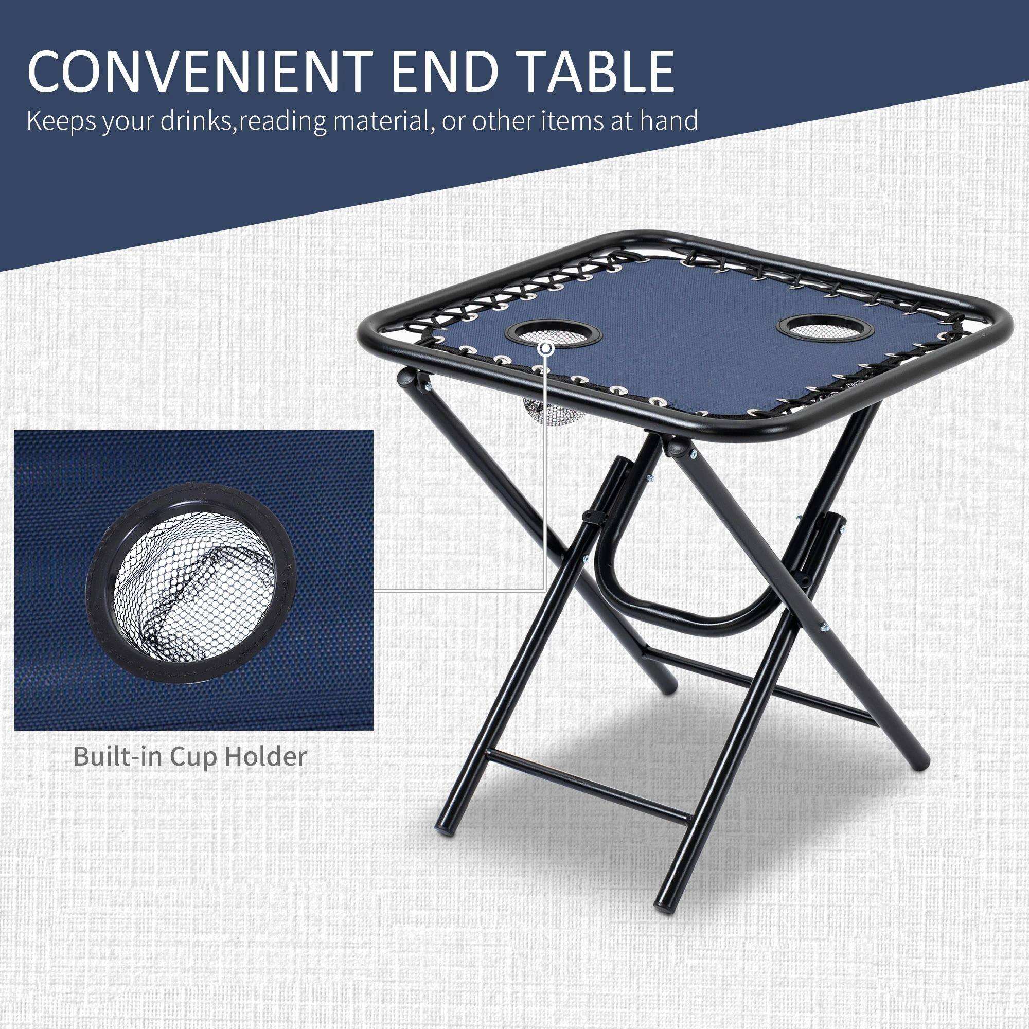 CONVENIENT END TABLE  
Keeps your drinks, reading material, or other items at hand  

Built-in Cup Holder