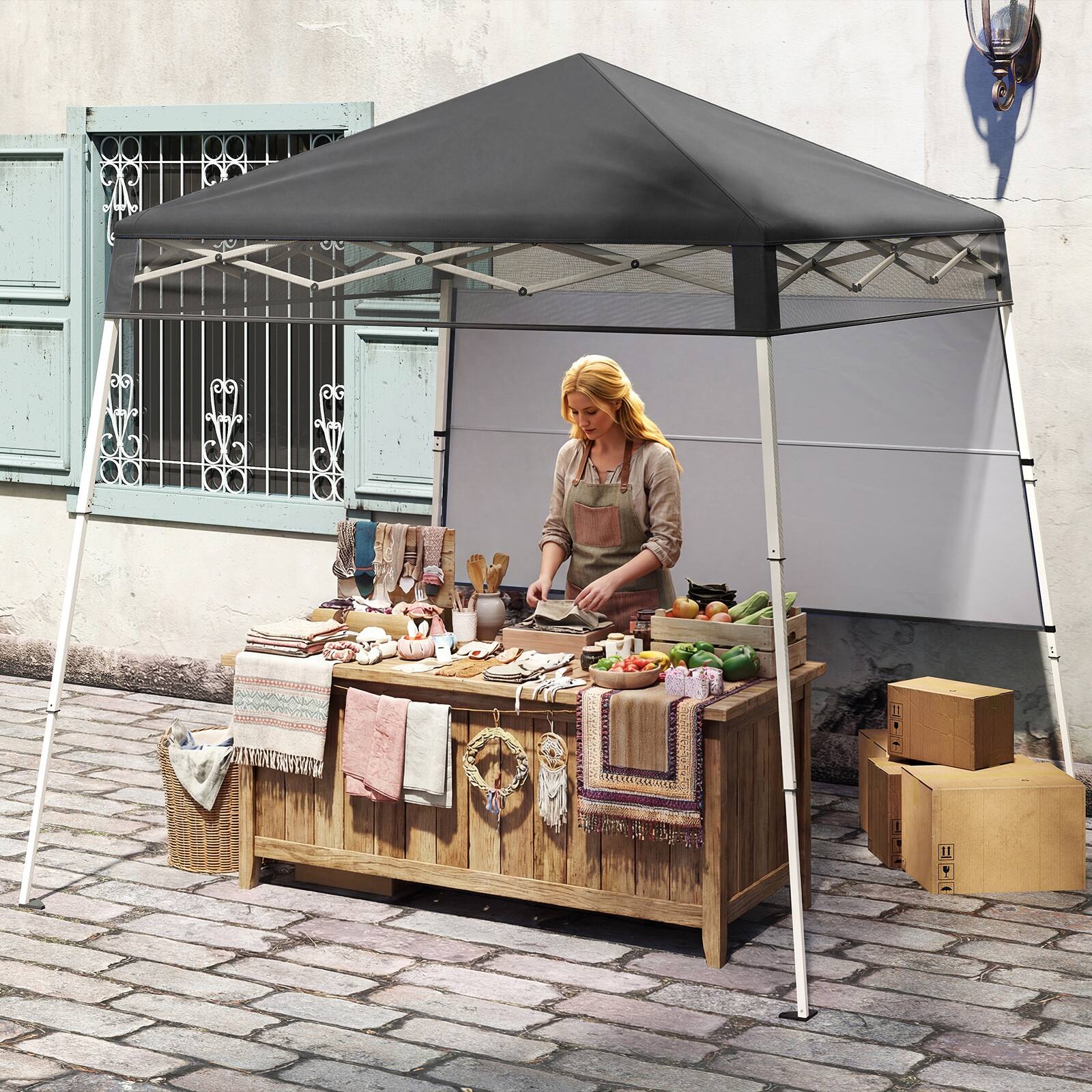 Alt View 3. Gymax - Gymax 7 x 7 FT Pop-Up Canopy TentOutdoor Sun Shelter w/ 1 Push Center Lock  Picnic Gray - Gray.