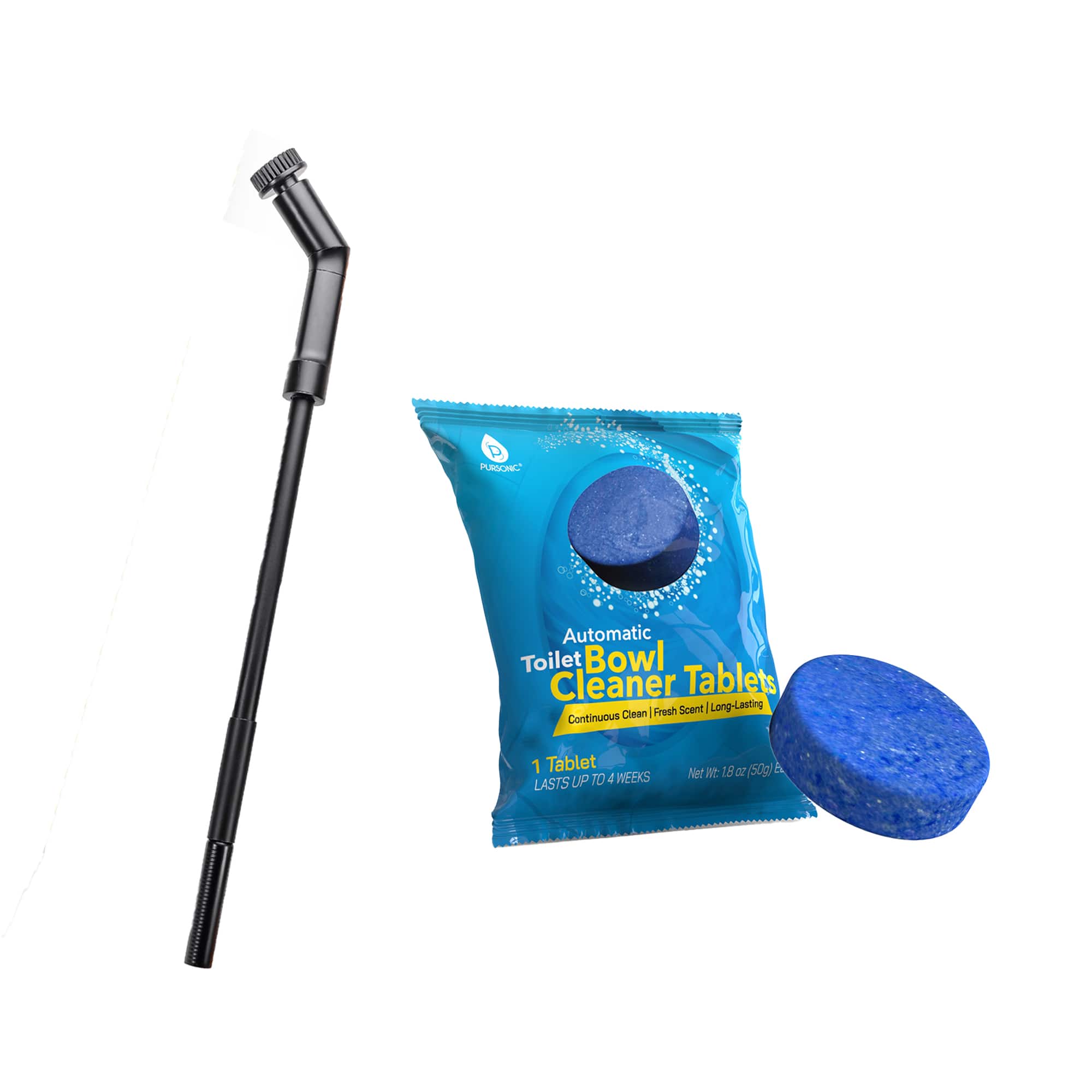 Pursonic - Ultimate Home Cleaning Bundle – Rechargeable Scalable Scrubber Brush + Automatic Toilet Bowl Cleaner Tablets