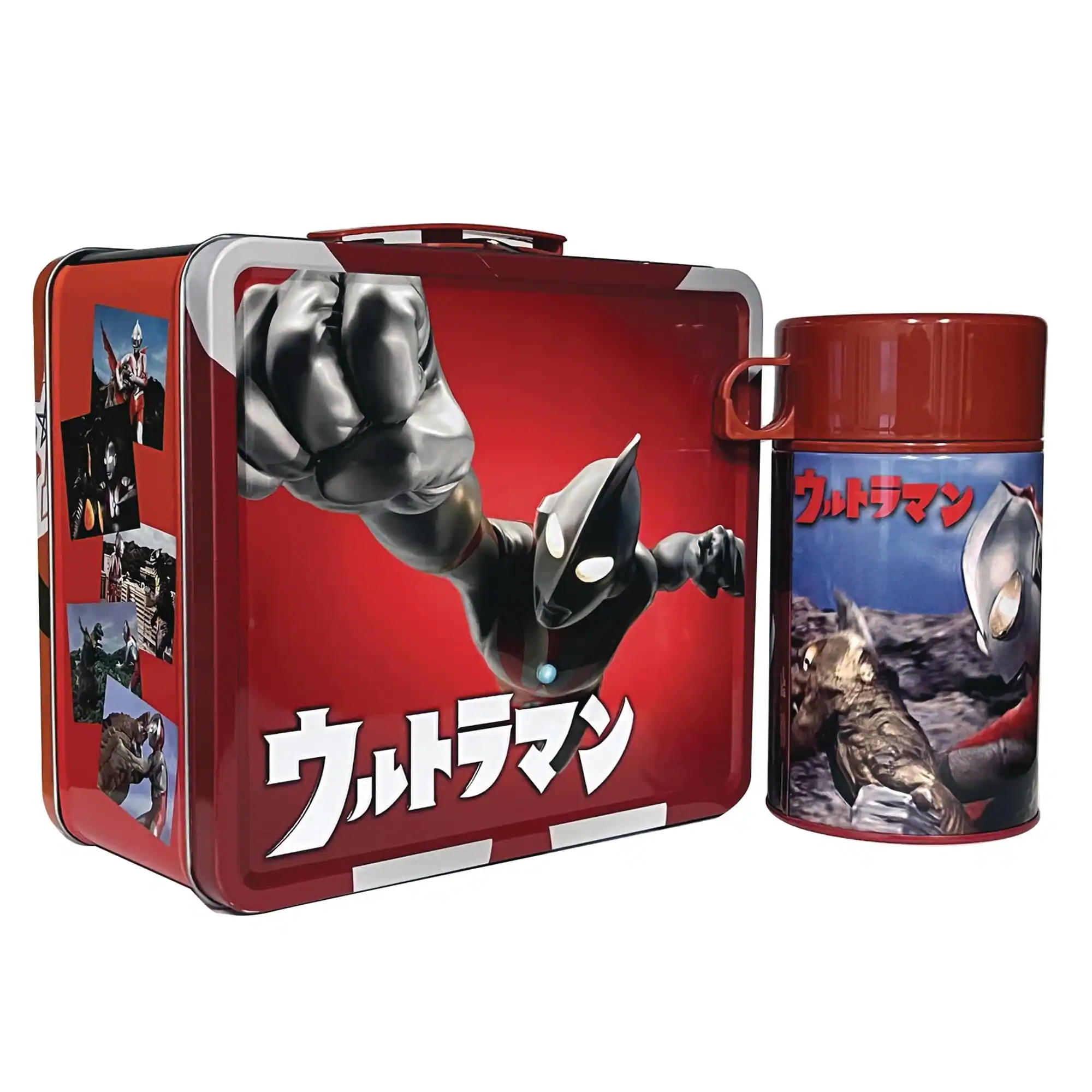 Front. Surreal Entertainment - Ultraman Tin Titans Lunch Box & Water Bottle - Red.