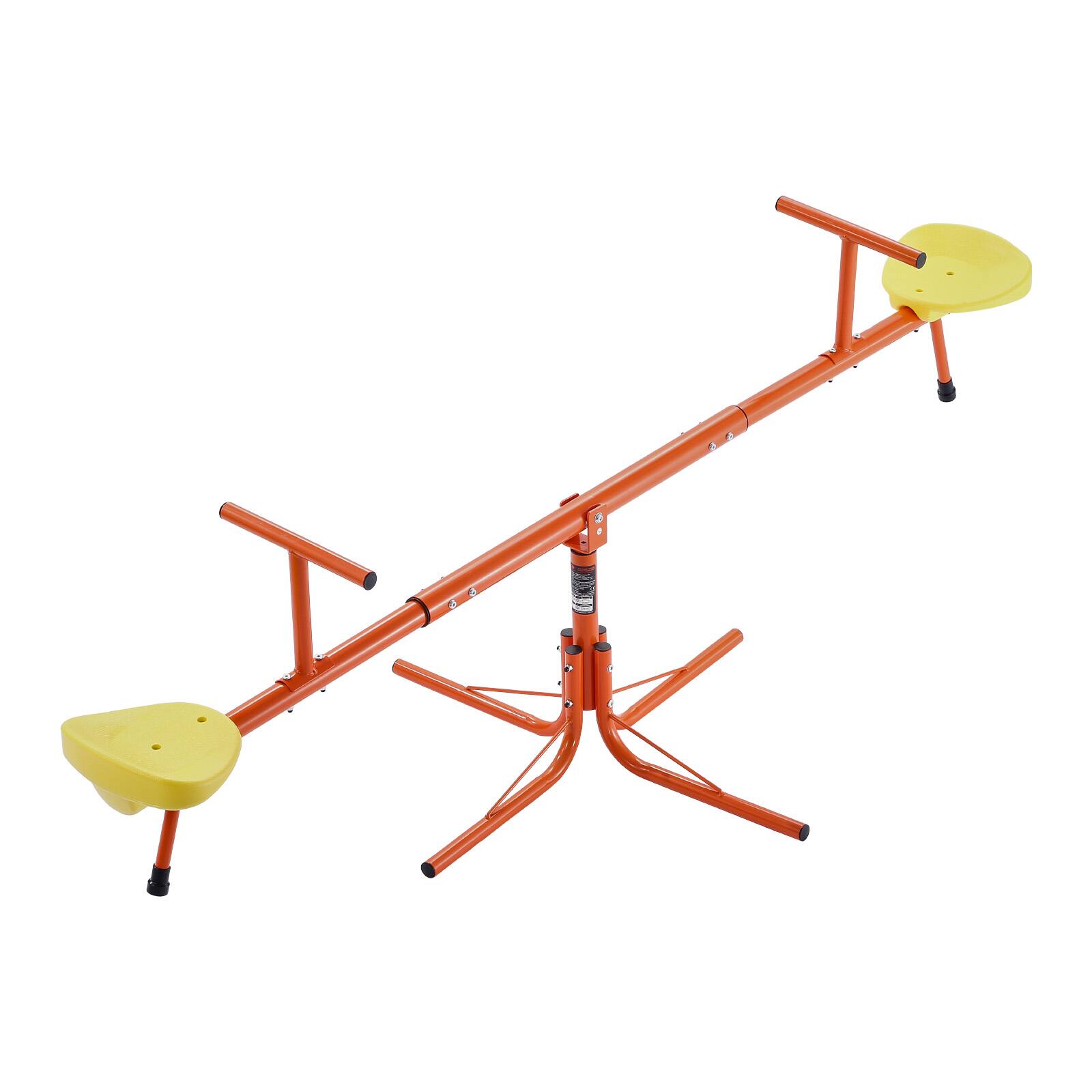 Alt View 5. VEVOR - Kids Seesaw, 100 lbs Load Capacity per Seat, Sit and Spin Teeter Totter with 4-prong Support Legs - Orange, yellow.