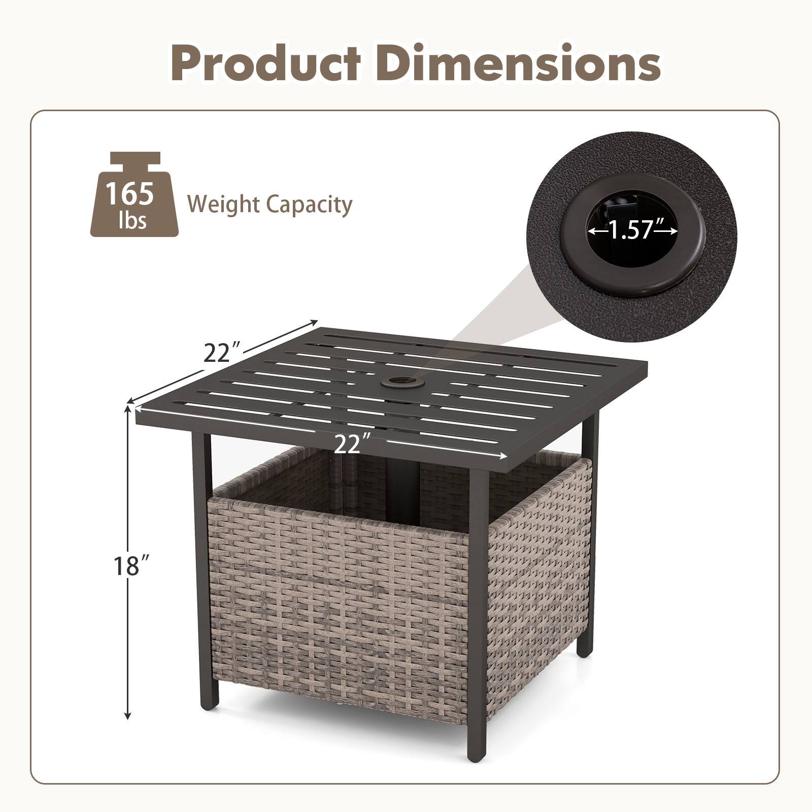Product Dimensions 165 lbs Weight Capacity 1.57 22" 22" 18"