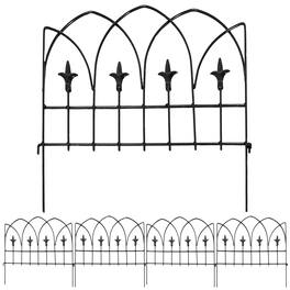 Sunnydaze - 5-Piece Bayonne Steel Finial Garden Border Fencing - 8 ft - Black