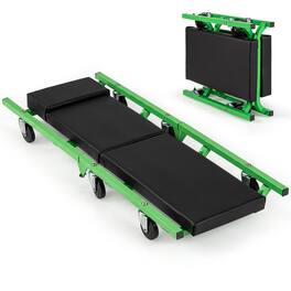 Costway - Foldable Automotive Creeper with 360° Swivel Wheels, Thick Padded Cushion for Shop - Black & Green