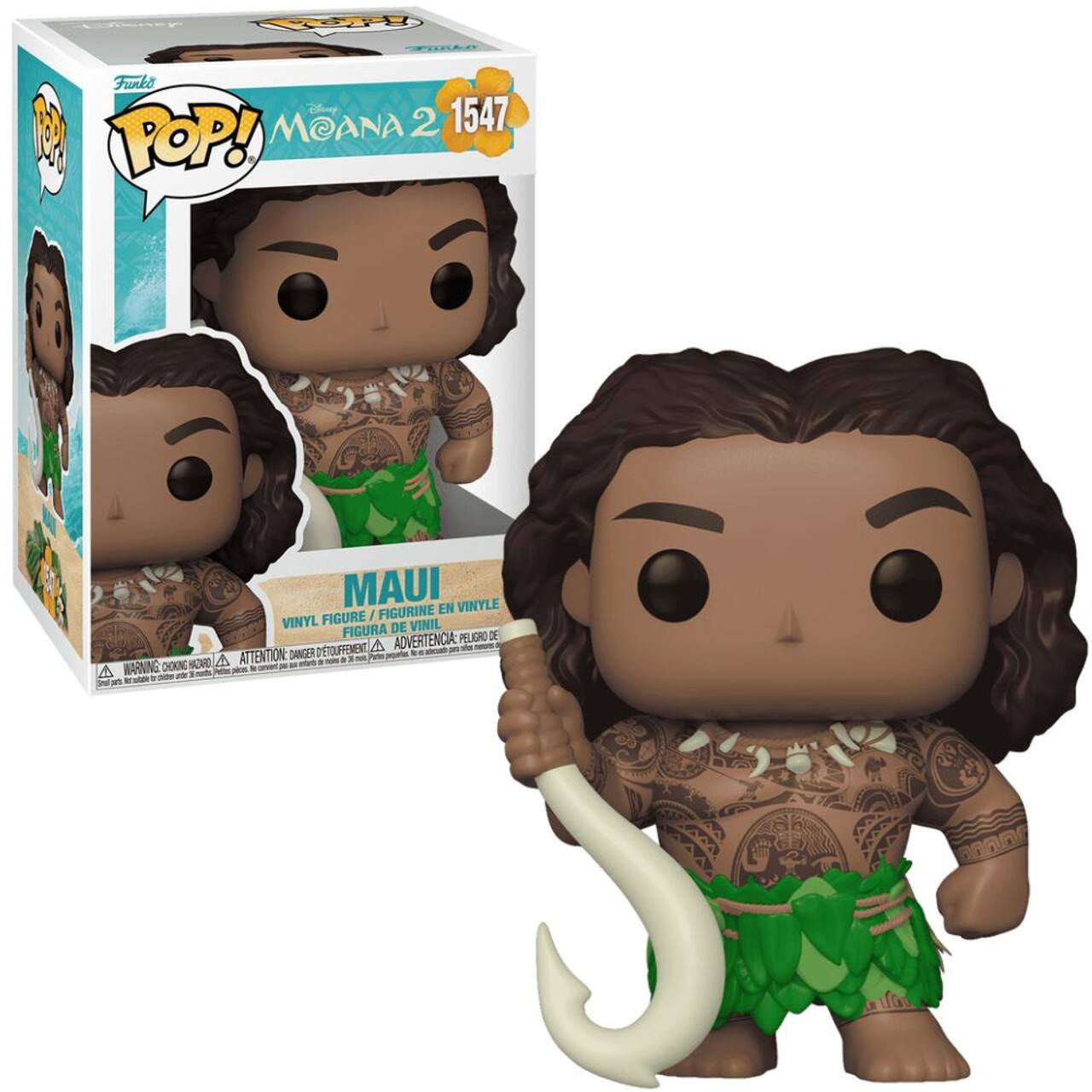 Funko Pop! 1547 1 Moana 2 Pop! Maui Vinyl Figurine En Vinyl Figura De Vinil Peligro De Estouramento A Advertencia - A Attention: Danger Choking Hazard - Warning: Choking Hazard