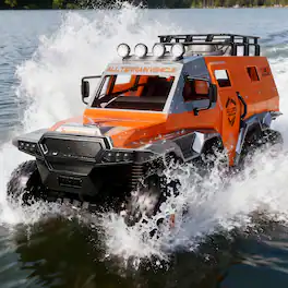 Veeniix - Amphibious 1:10 Scale Remote Control Monster Truck Toy for Boys & Kids,All-Terrain Waterproof Off-Road RC Car,Ideal Gift - Orange