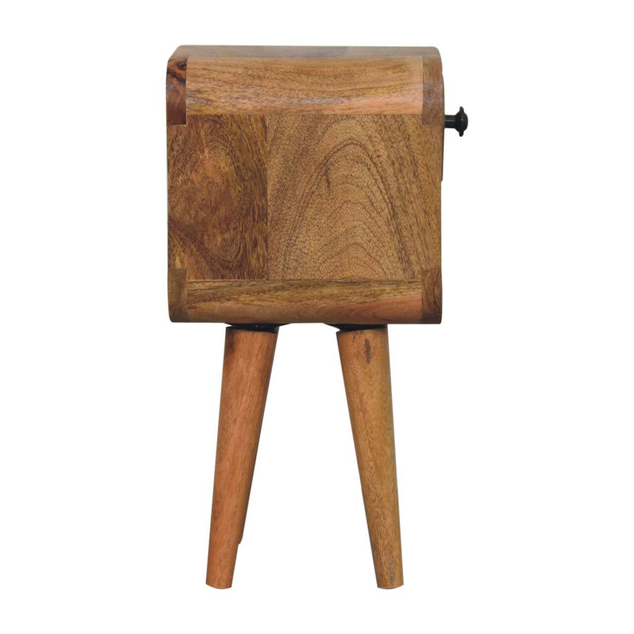 Alt View 5. Artisan Furniture - Artisan Furniture Solid Wood Extra Mini Oak-ish Curve Lower Bedside, 1 Drawer, 1 Open Slot, Nordic Legs, Light Brown - Oak.