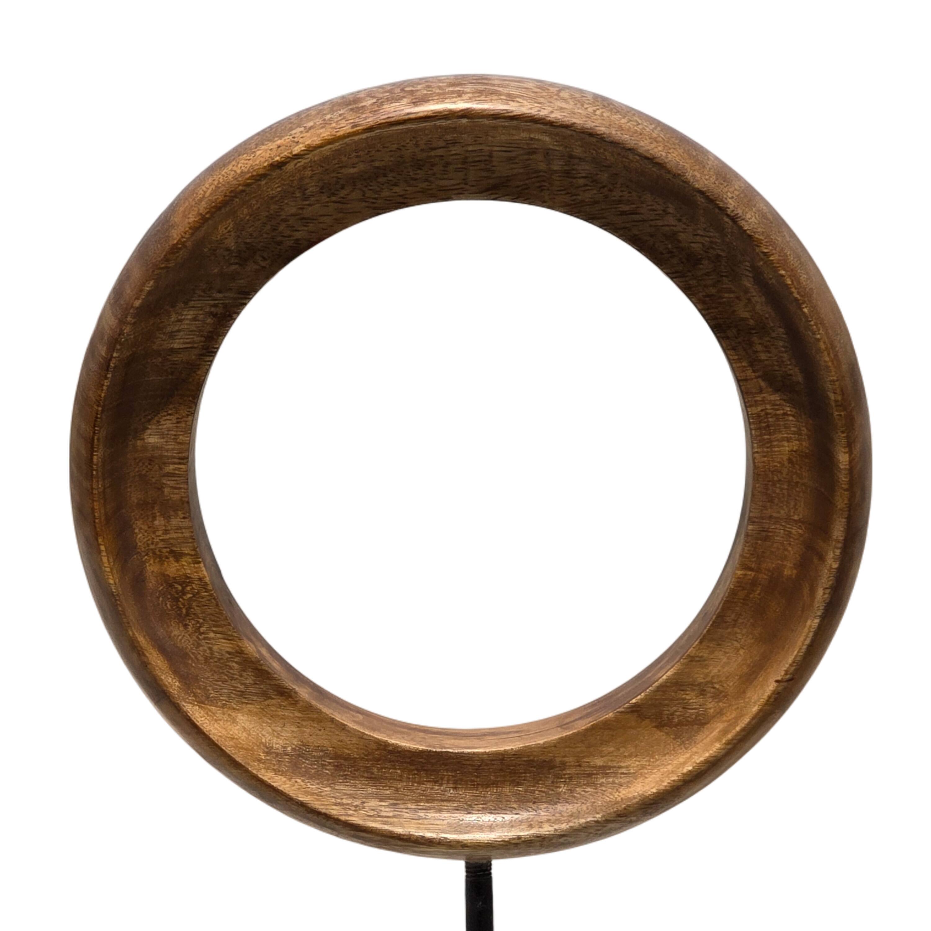 Alt View 3. Manhattan Lane - Decorative Tabletop Sculpture |Mango Wood Ring Design |Iron Stem and Marble Base - Brown, Black, White.