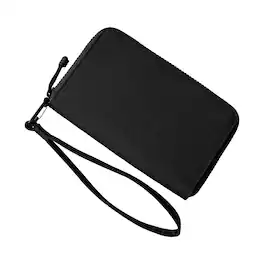 ALPAKA - RFID Zip Passport Wallet with Boarding Pass Pocket, 7 Card Slots, Magnetic Flaps, Detachable Hand Strap - Black Axogrid 300D