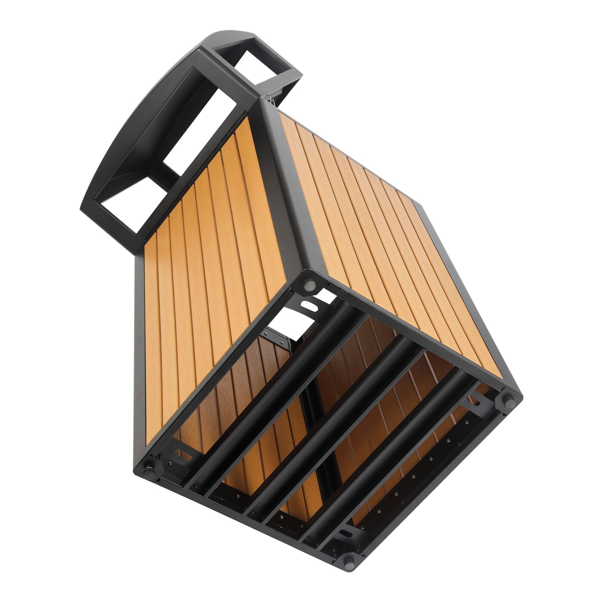 Alt View 2. Alpine Industries - 40 Gallon Outdoor Trash Can with Panels and Rain Bonnet Lid - Cedar.