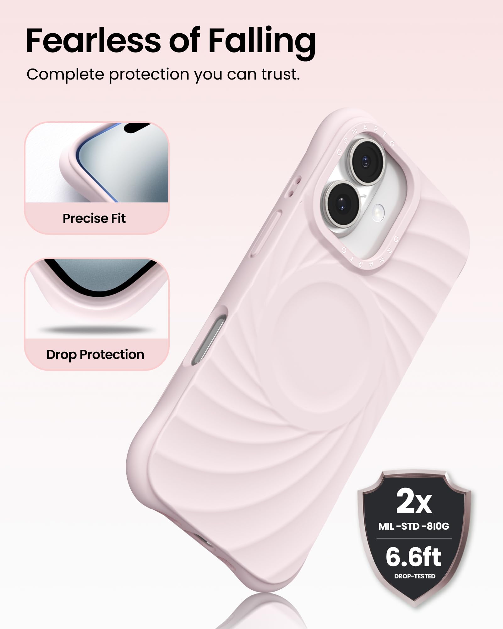 Fearless of Falling Complete protection you can trust.  Precise Fit O  e 1 & Drop Protection 2x MIL-STD-810G 6.6ft DROP-TESTED