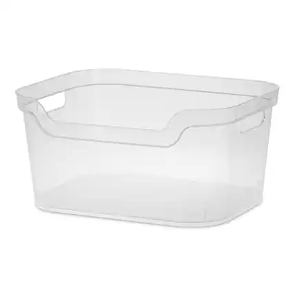 Front. Sterilite - Sterilite 7 x 11 x 14.25 Inch Open Storage Bin w/ Carry Handles, Clear (24 Pack) - Clear.