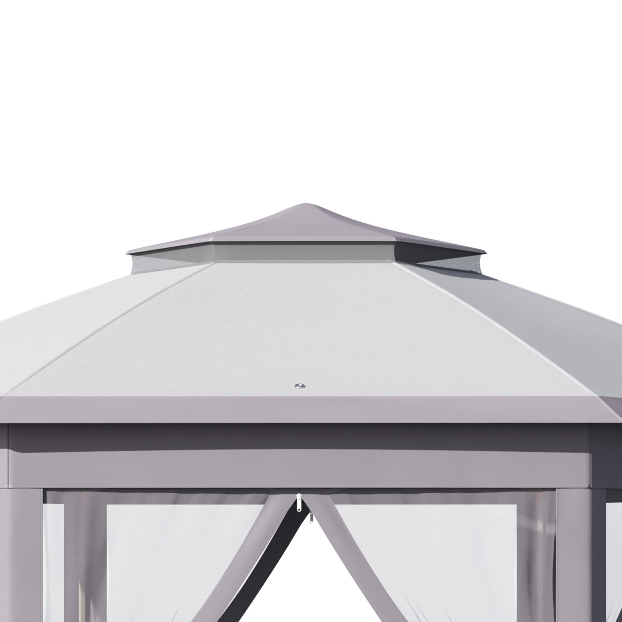 Alt View 7. Outsunny - 11' x 13' Pop Up Gazebo Canopy Tent with Zippered Mesh Sidewalls and Carrying Bag, Event Tent Shelter - Gray.