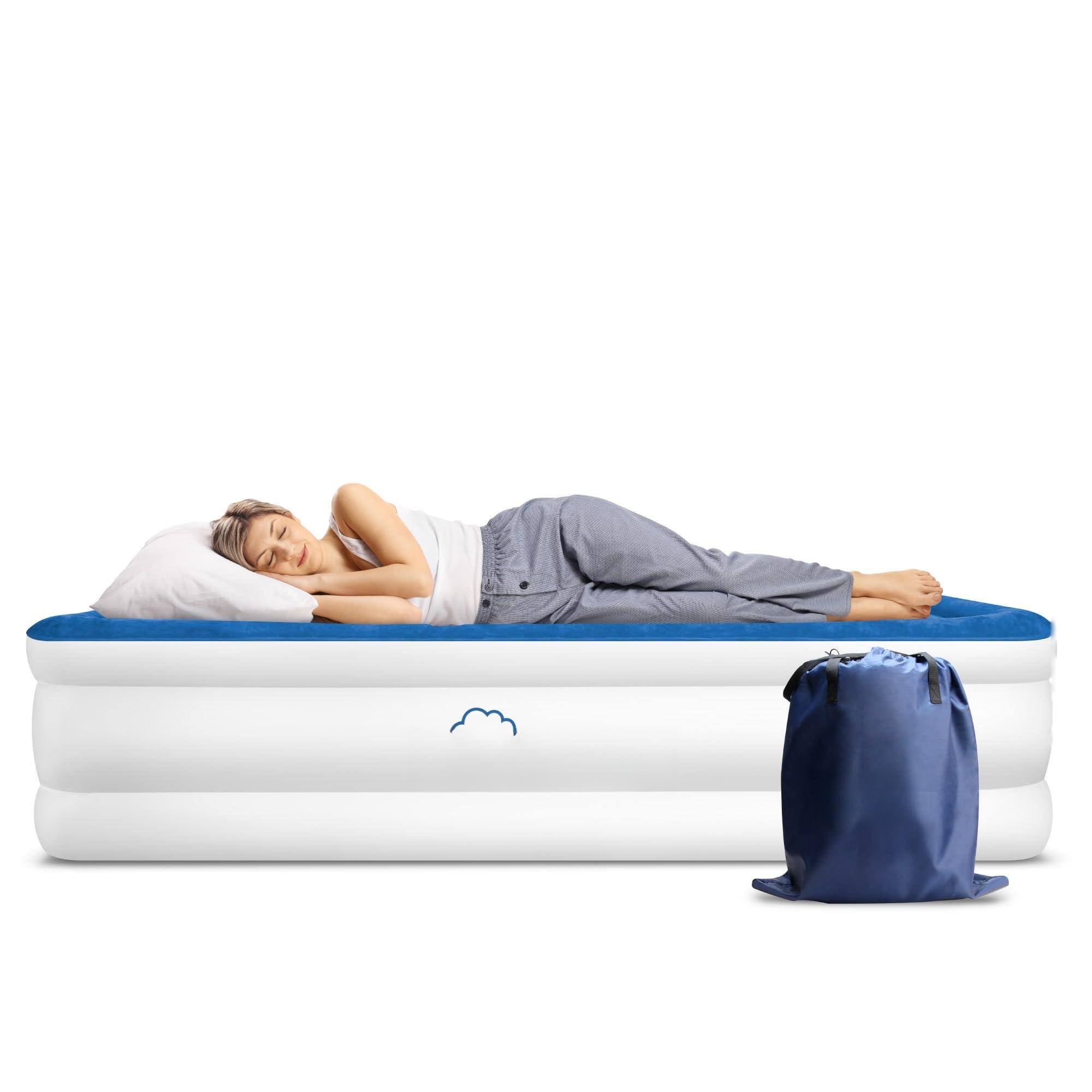 Front. Jadie Link - Dream Series Luxury Air Mattress Comfortcoil Technology Built WIRECUTTER'S RATED - Blue.