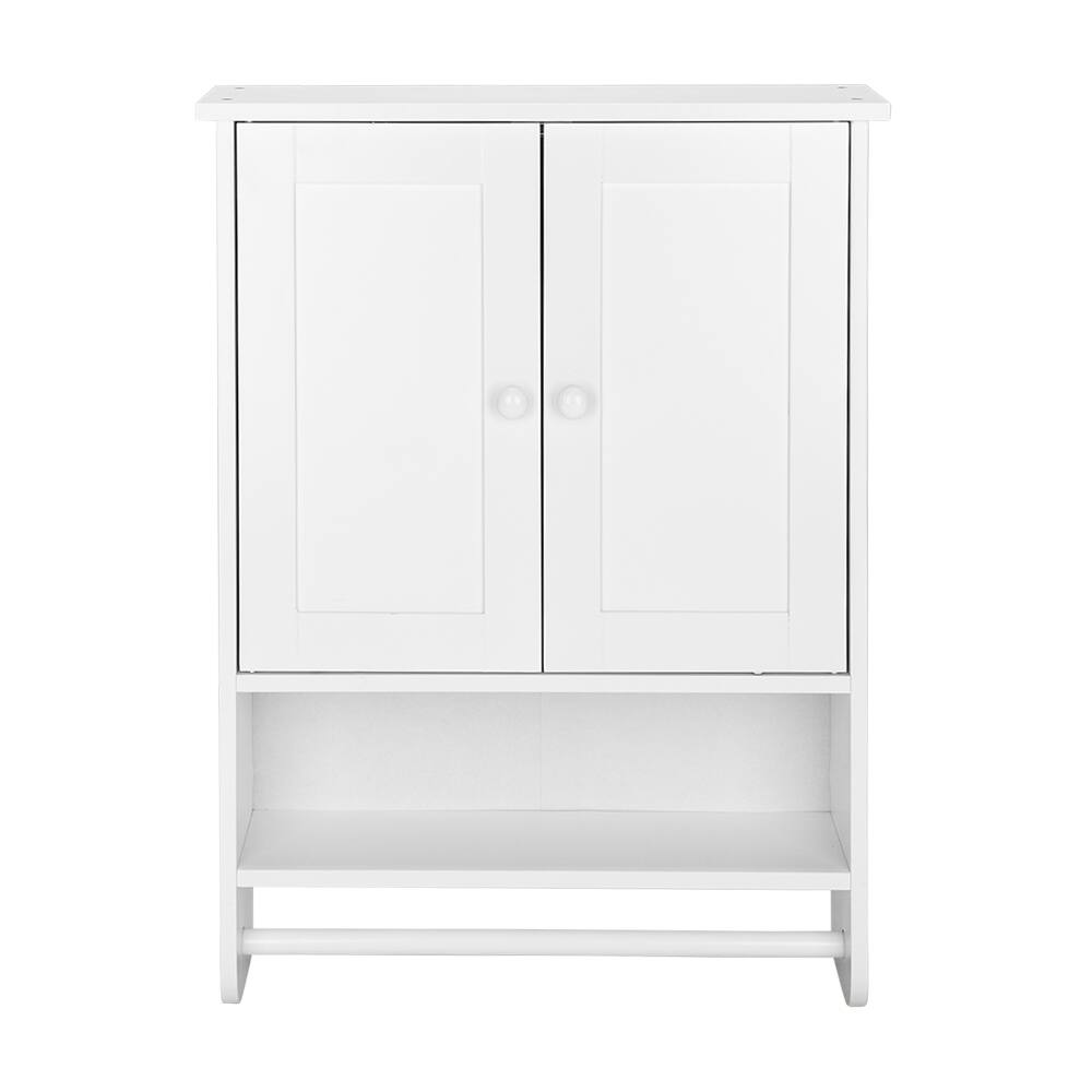 Front. SlickBlue - Wall Hanging Cabinet with Two Doors Wall Washer Storage Cabinet for Space-Saving Organization - White.