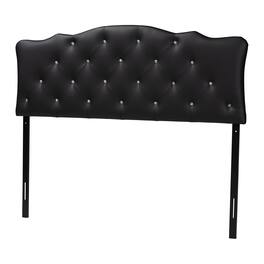 Baxton Studio - Rita Modern and Contemporary Queen Size Faux Leather Upholstered Button-tufted Scalloped Headboard - Black