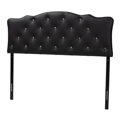 Front. Baxton Studio - Rita Modern and Contemporary Queen Size Faux Leather Upholstered Button-tufted Scalloped Headboard - Black.