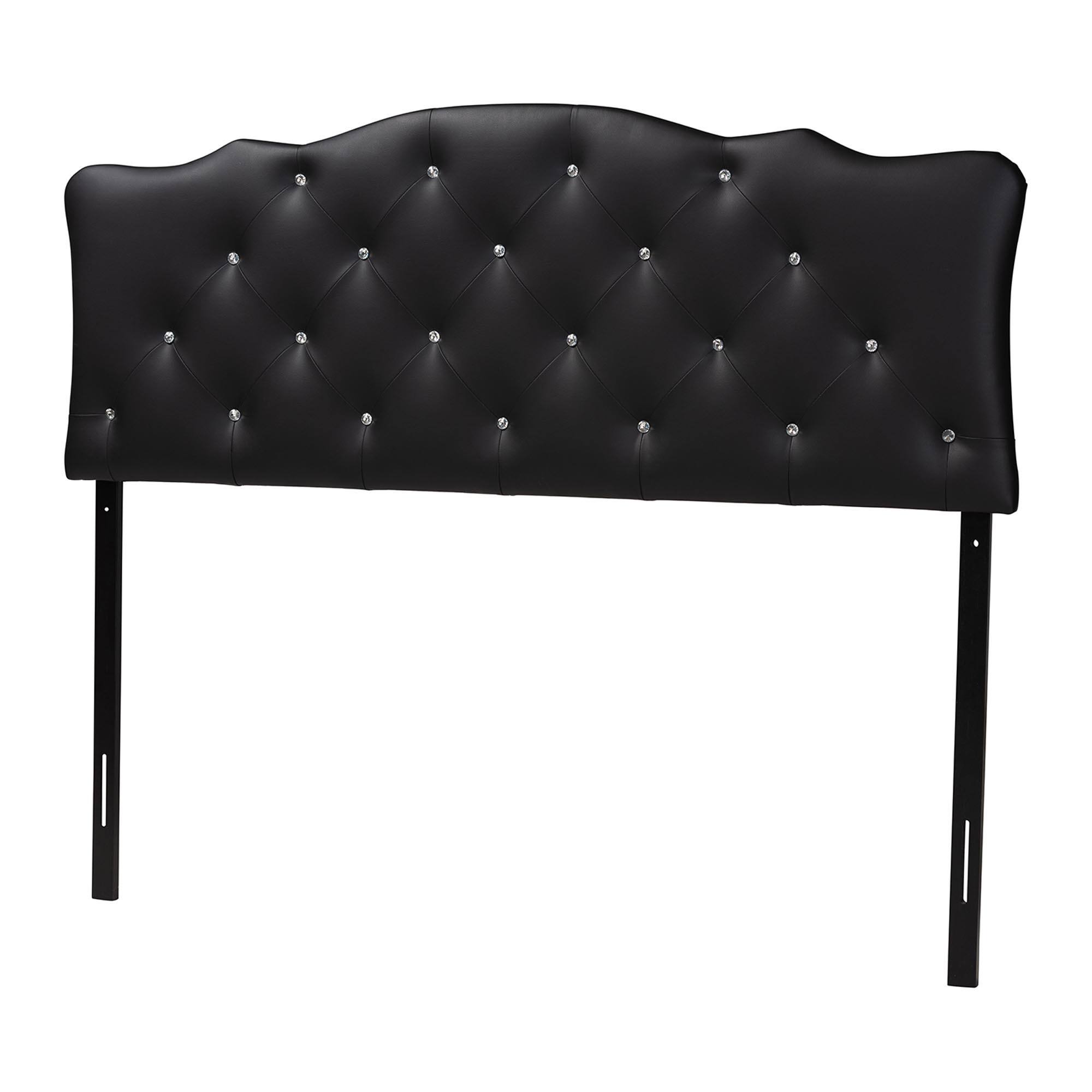 Front. Baxton Studio - Rita Modern and Contemporary Queen Size Faux Leather Upholstered Button-tufted Scalloped Headboard - Black.