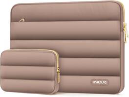 mosiso - Puffy Laptop Sleeve 17-17.3 inch for Dell XPS/HP Pavilion/Ideapad/Acer/Alienware/HP Omen Notebook - Brown