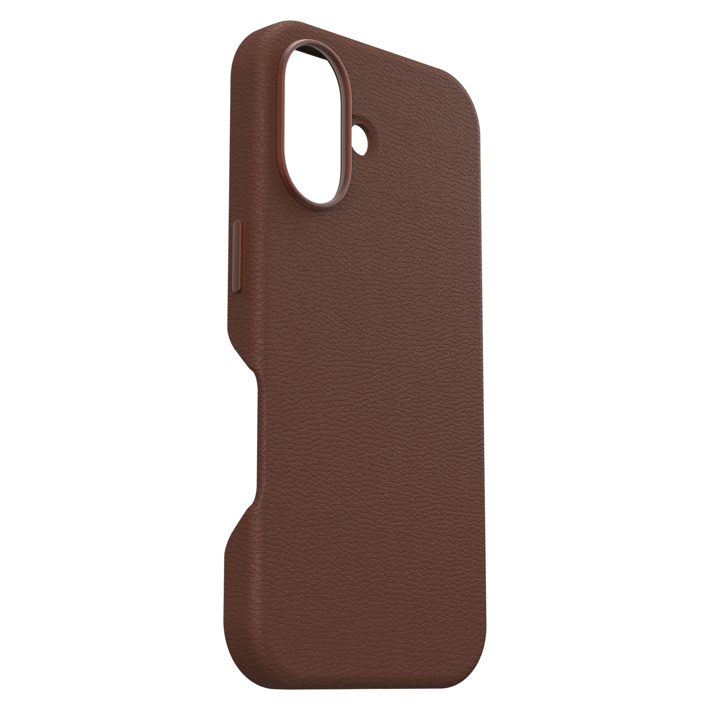 Left. OtterBox - Symmetry Cactus Leather Series Hard Shell for MagSafe for Apple iPhone 16 - Rich Adobe.