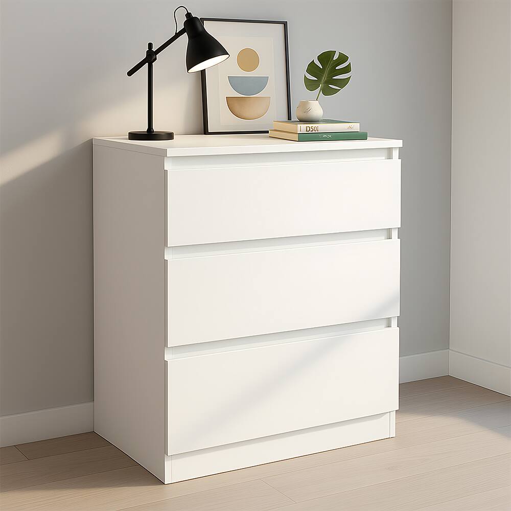 Alt View 6. Spaco - Spaco Modern 3-Drawer Nightstand, Side Table, Wooden Dresser Chest with Wide Storage Space, for Living Room Bedroom - White.