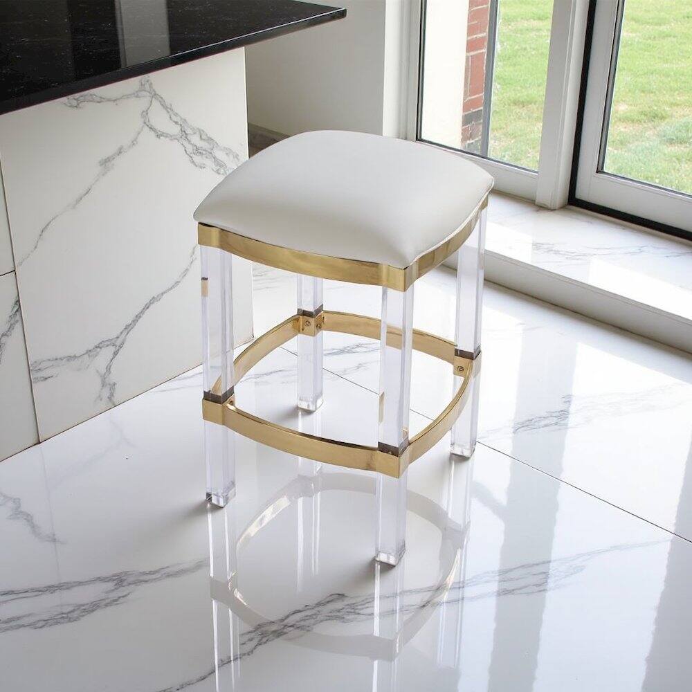 Alt View 3. Starlight Canyon Home - Clear Chair Acrylic Stool White Acrylic Furniture Acrylic Chair Stool - White.