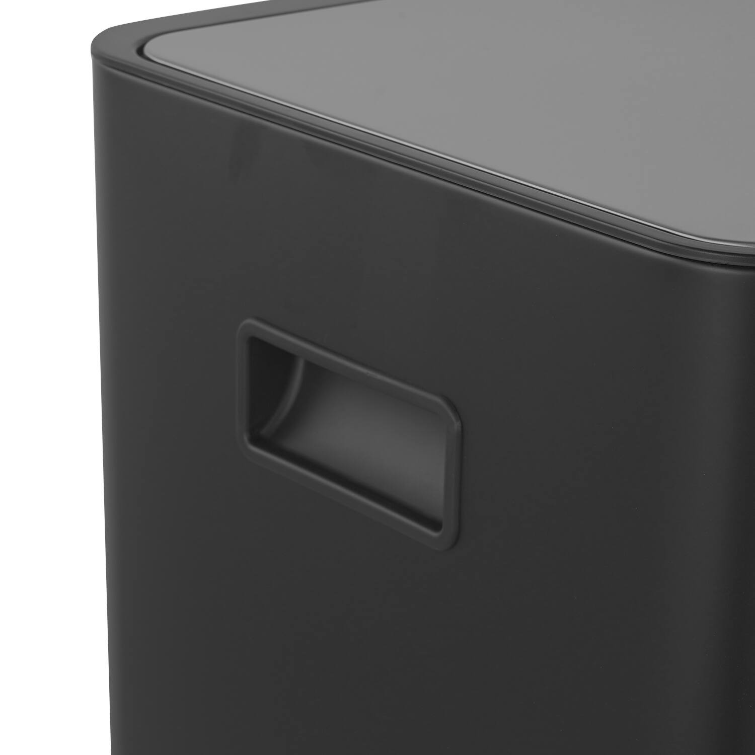 Back. Innovaze - 15.6 Gallon Rectangular Stainless Steel Recycle Step-on Trash Can with Dual 30 liter + 30 liter Compartments for Kitchen - Matt Black.