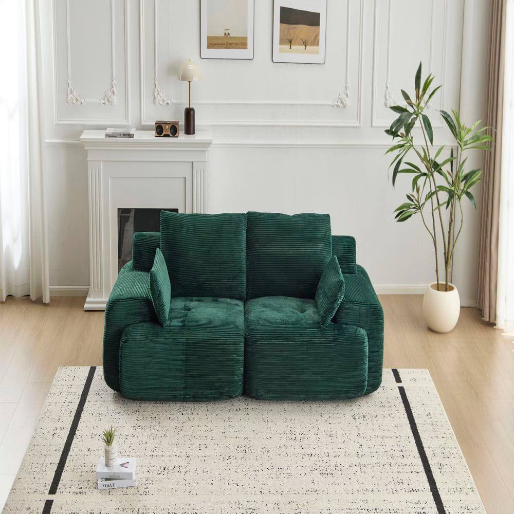 Back. Kadyn - Modern Memory Foam Compressed Sofa, 2-Seater Pet-Friendly Sectional Couches, Corduroy Fabric, Green - Green.