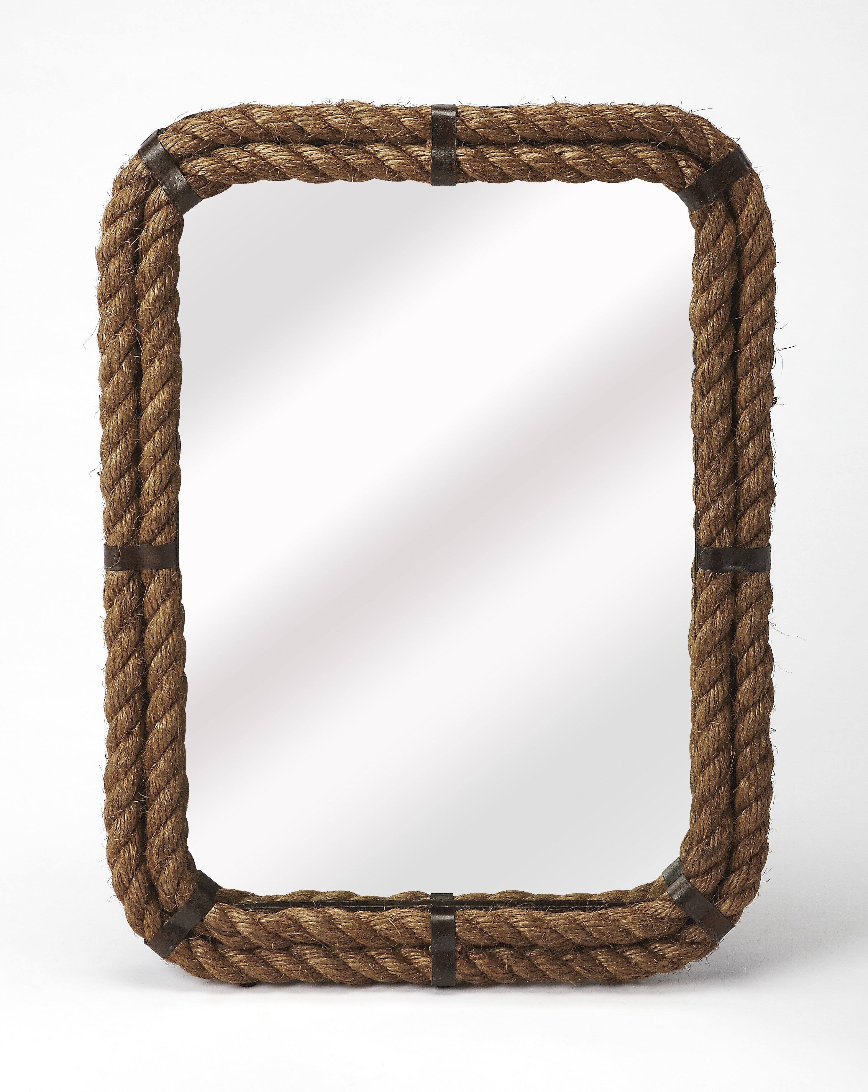 Front. Butler Specialty - Darby 18.5 in. W x 24.5 in. H Rectangular Rope Wall Mirror - Light Brown.
