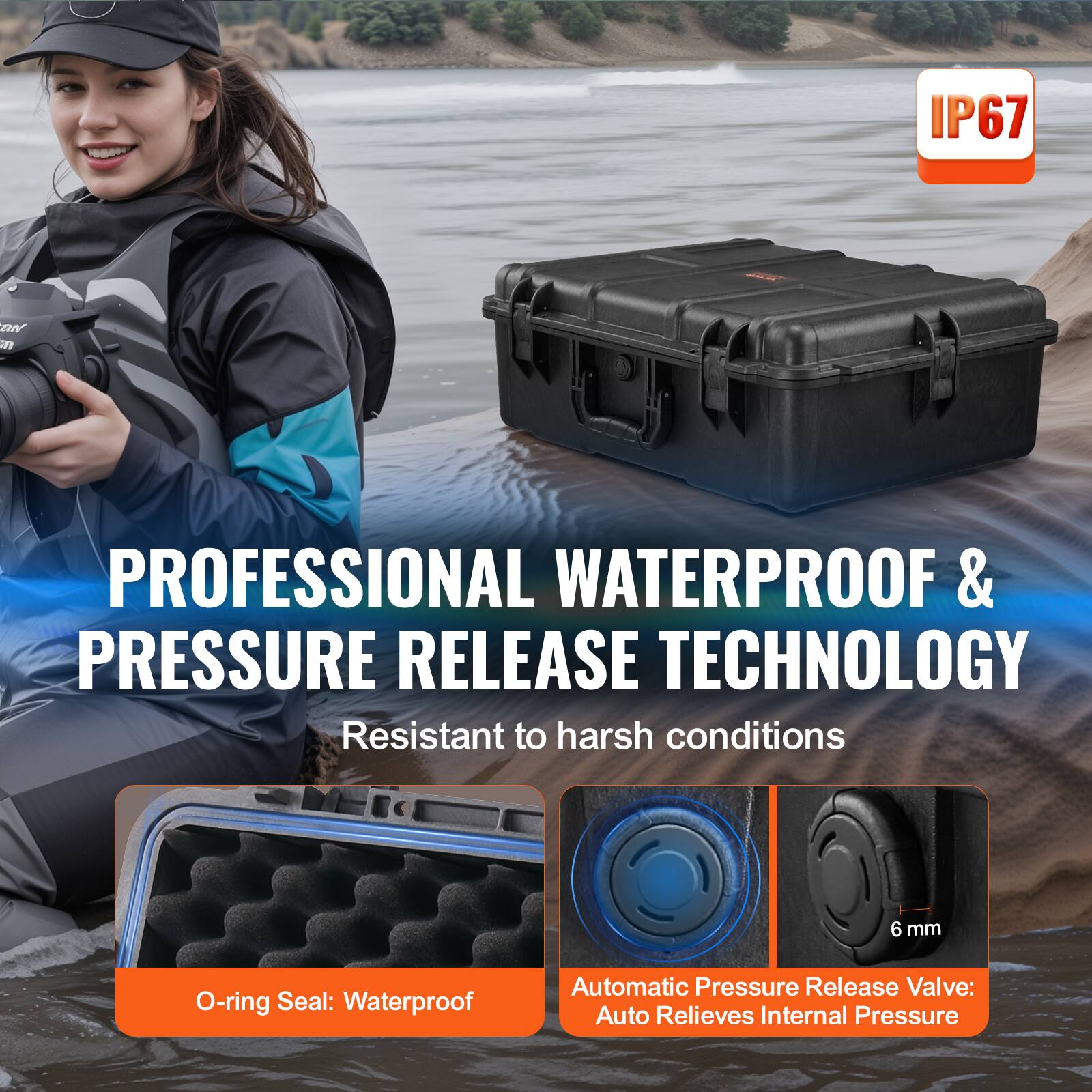 IP67

PROFESSIONAL WATERPROOF & PRESSURE RELEASE TECHNOLOGY

Resistant to harsh conditions

O-ring Seal: Waterproof

Automatic Pressure Release Valve: Auto Relieves Internal Pressure

6 mm