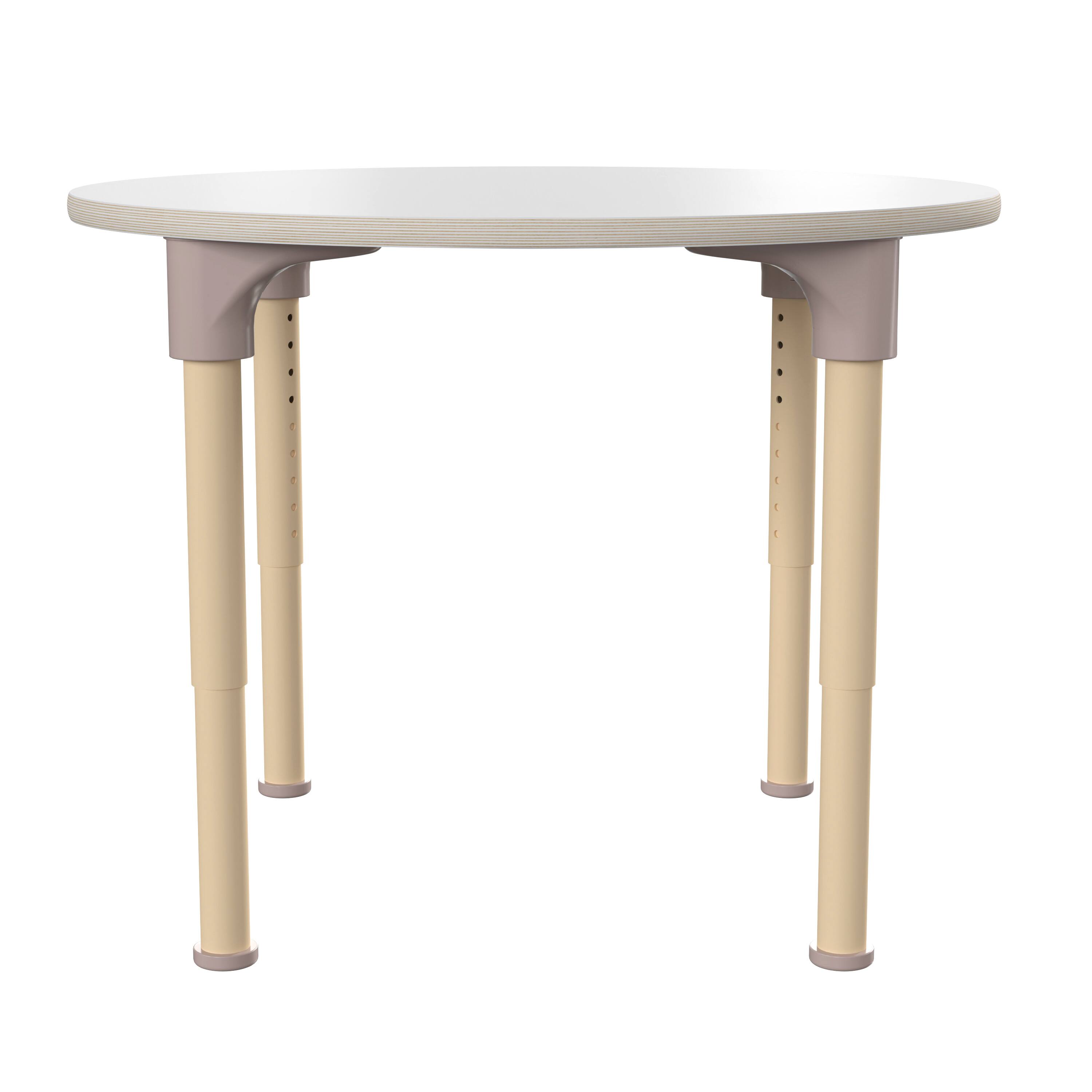 Left. Flash Furniture - Bright Beginnings 33" Round Commercial Grade Wooden Adjustable Height Classroom Activity Table - Metal Legs Adjust From - White.