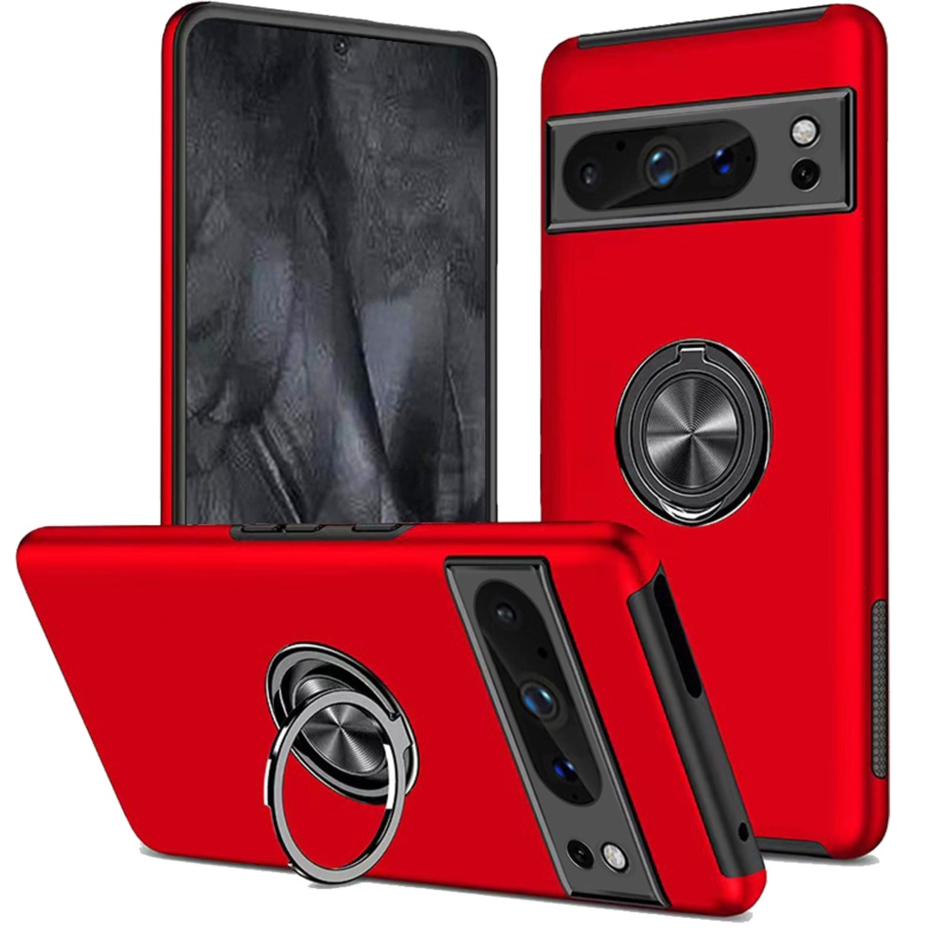 Kitcheniva - Rubberized Dual Layer Magnetic Ring Stand For Google Pixel 8 Pro - Red