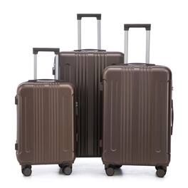 BreeBe - 20'/24'/28' 3 pcs/set in ABS Spinner Wheel Luggage, Carry on Suitcase, Matching Color, TSA Combination Lock - Brown