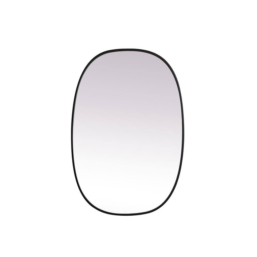 Alt View 2. Elegant Decor - Metal Frame Oval Mirror 27x40 Inch in Black - Black.