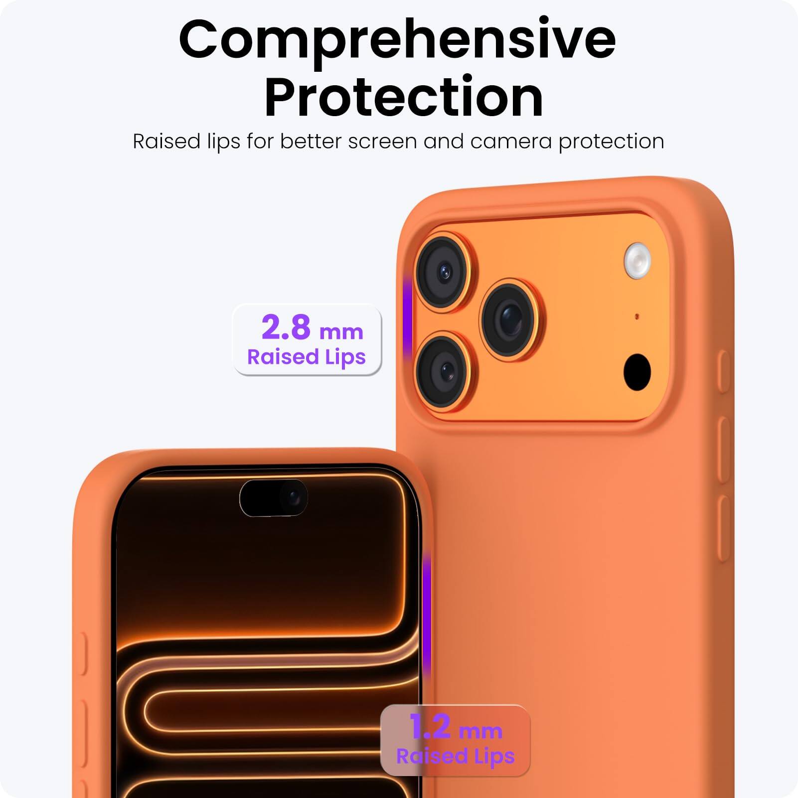 Comprehensive Protection  
Raised lips for better screen and camera protection  
2.8 mm Raised Lips  
1.2 mm Raised Lips