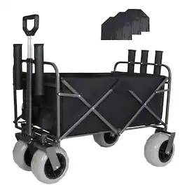 Loheer - Fishing Cart with Rod Holders, Beach Wagon for Sand, 500 lb Capacity Utility Cart