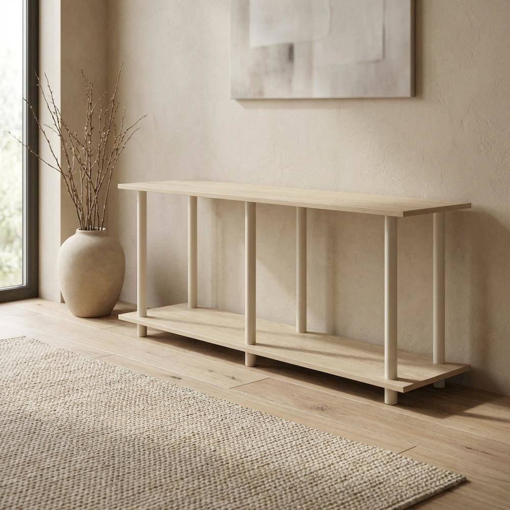 Angle. FurniFact - FurniFact Side Table, Quality Build, Durable Wood Frame - Bauhaus Oak - Bauhaus Oak/Beige.