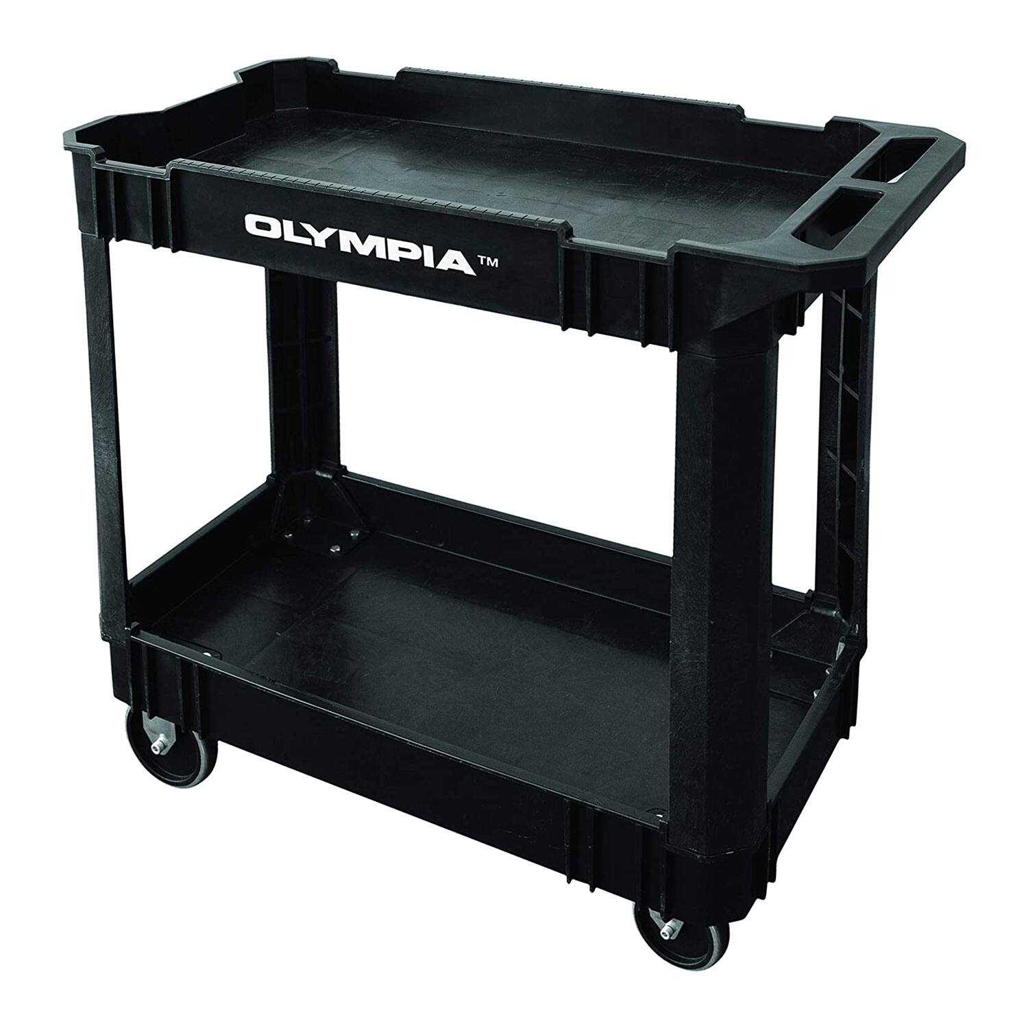 Alt View 2. Olympia Tools - Olympia Tools 500 Pound Capacity Plastic Rolling Utility Cart w/ Shelves, Black - Black.