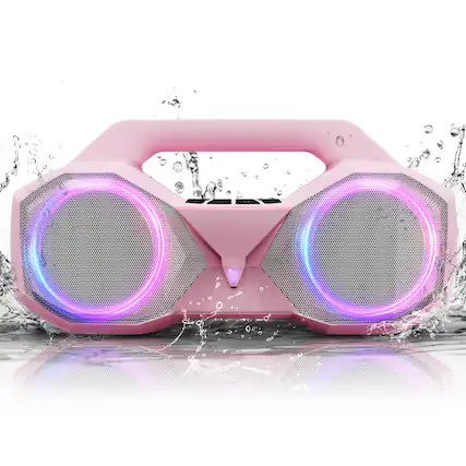 Front. Dazzed Corner - Bluetooth Speaker with Bass, Large Portable Wireless Speaker for Outdoor - Pink.