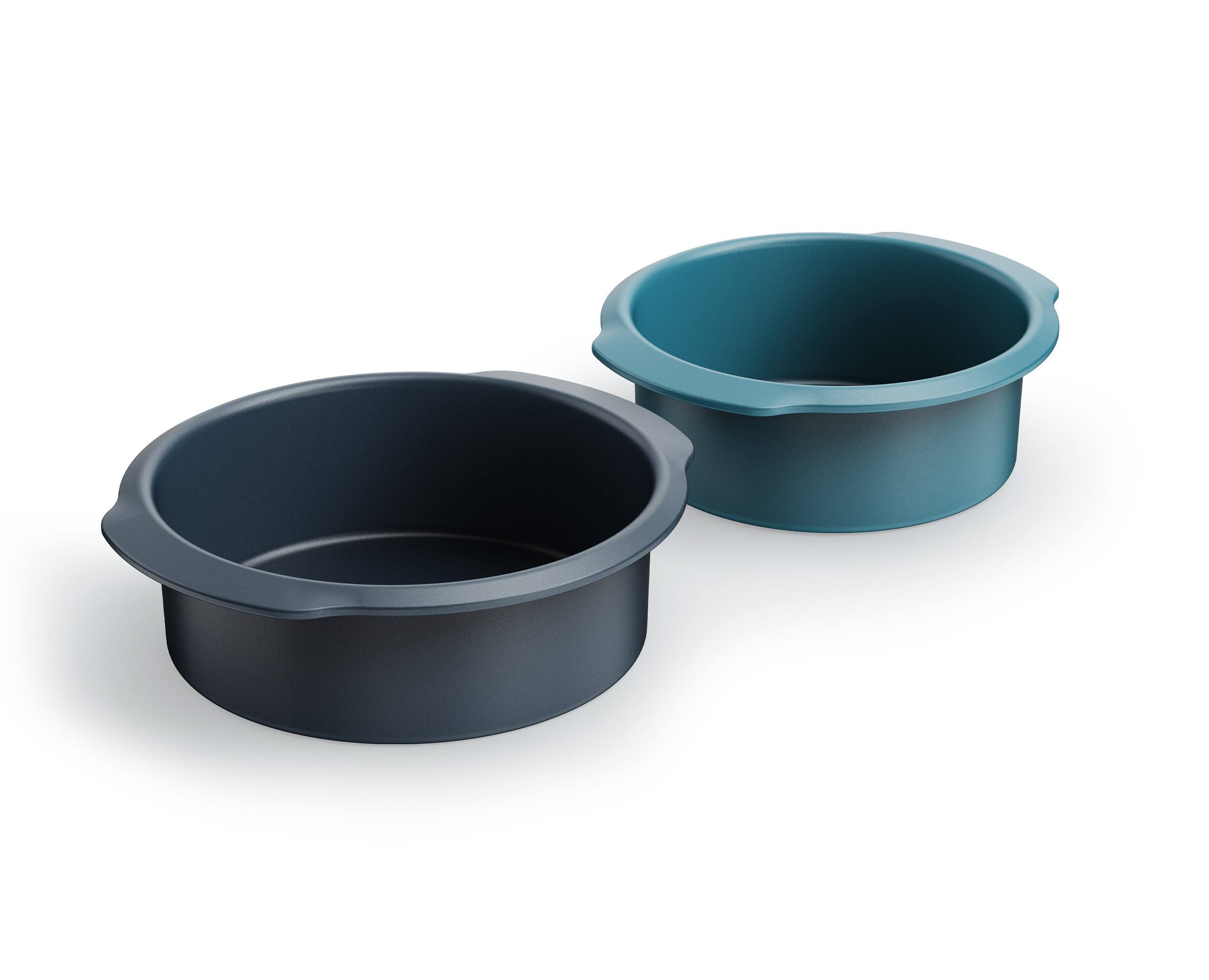 Alt View 1. Joseph Joseph - Joseph Joseph Nest Bake 2-piece Non-stick Cake Pan Set with Easy Pull Handles - Blue.