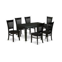 East West Furniture - Dining Table- Table Leg Dining Chairs - Brown