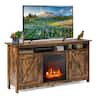 Gymax - 60'' Industrial Fireplace TV Stand W/ 18'' 1400W Electric Fireplace - Brown