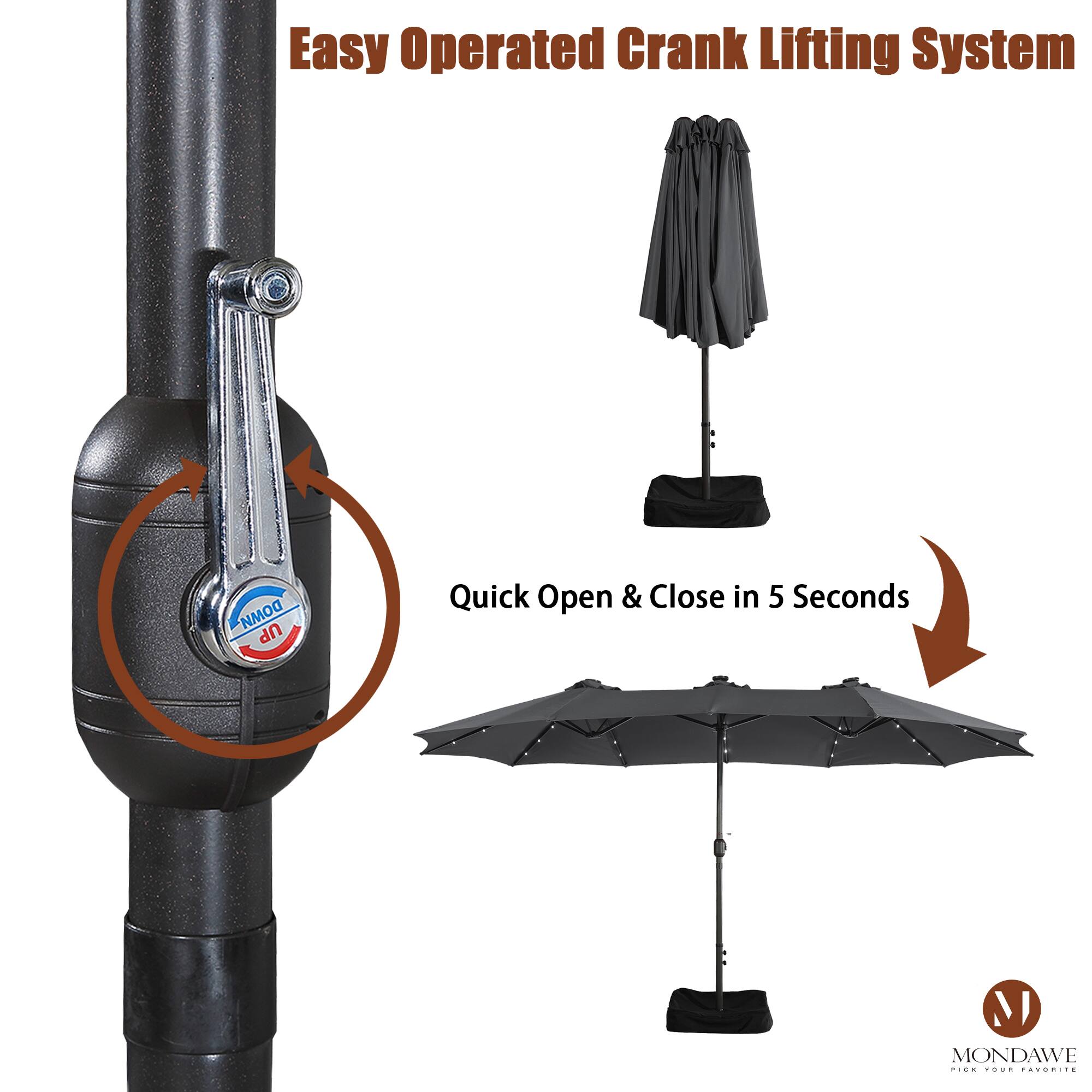 Easy Operated Crank Lifting System  
Quick Open & Close in 5 Seconds  

MONDAWE