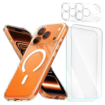 Front. Entronix - Entronix 5-in-1 Protection Bundle for iPhone 17 Pro Max - Clear Case, Screen & Lens Protectors - Clear.