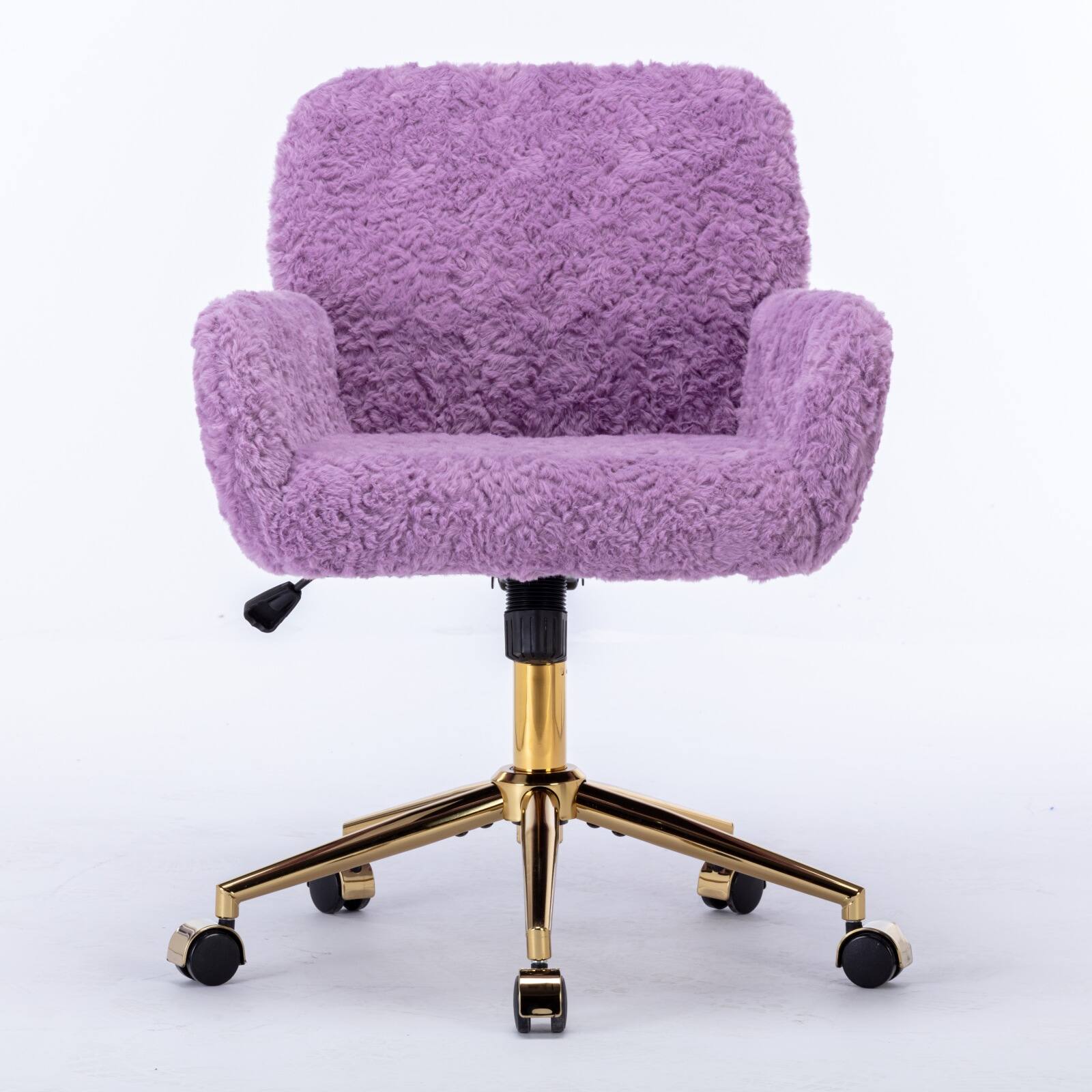 Left. GOODSILO - Premium Adjustable Swivel Office Chair with Golden Metal Base and Plush Velvet Upholstery for Home or Office Use - Violet.
