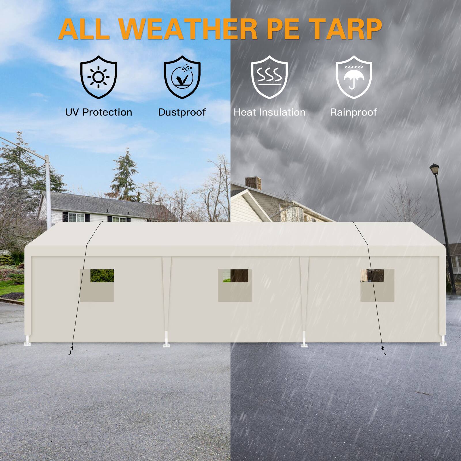 ALL WEATHER PE TARP

- UV Protection
- Dustproof
- Heat Insulation
- Rainproof