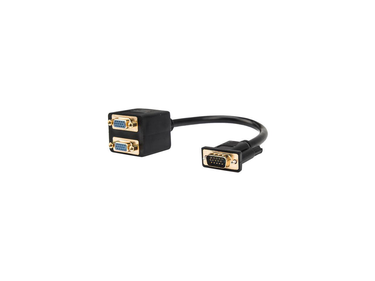 Alt View 1. Rocstor - Rocstor Premium 1 ft VGA to 2x VGA Video Splitter Cable - M/F - Black.