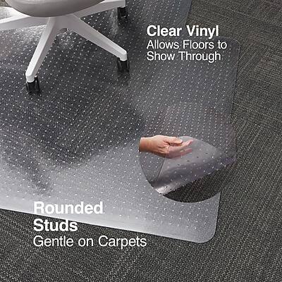 Clear Vinyl  
Allows Floors to Show Through  

Rounded Studs  
Gentle on Carpets